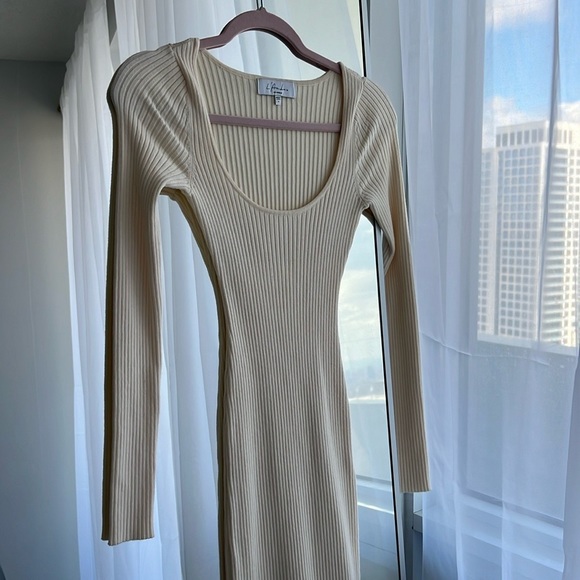 Revolve brand: L’Academie cream ribbed knit midi dress Size: Small - Picture 5 of 5